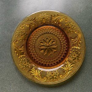 Amber Sandwich Glass Salad Plate